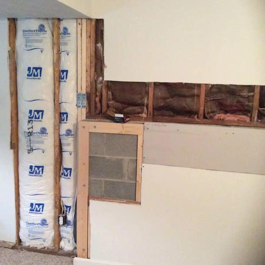 Wall insulation replacement during Basement Flood Cleanup in Ontario